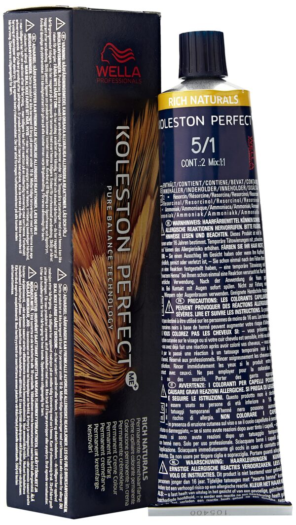 Wella Koleston Perfect Me+ Rich Naturals Permanent Hair Colour Cream, No. 5/1 Light Brown Ash, 60 ml