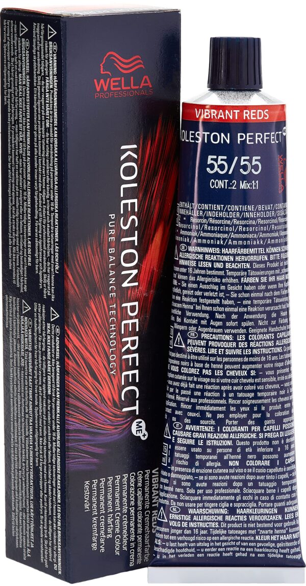 Wella Koleston Perfect ME+ Vibrant Reds Permanent Hair Colour, No. 55/55 Brown Intense Claro Intense Mahogany, 0.66 kg, 60 ml