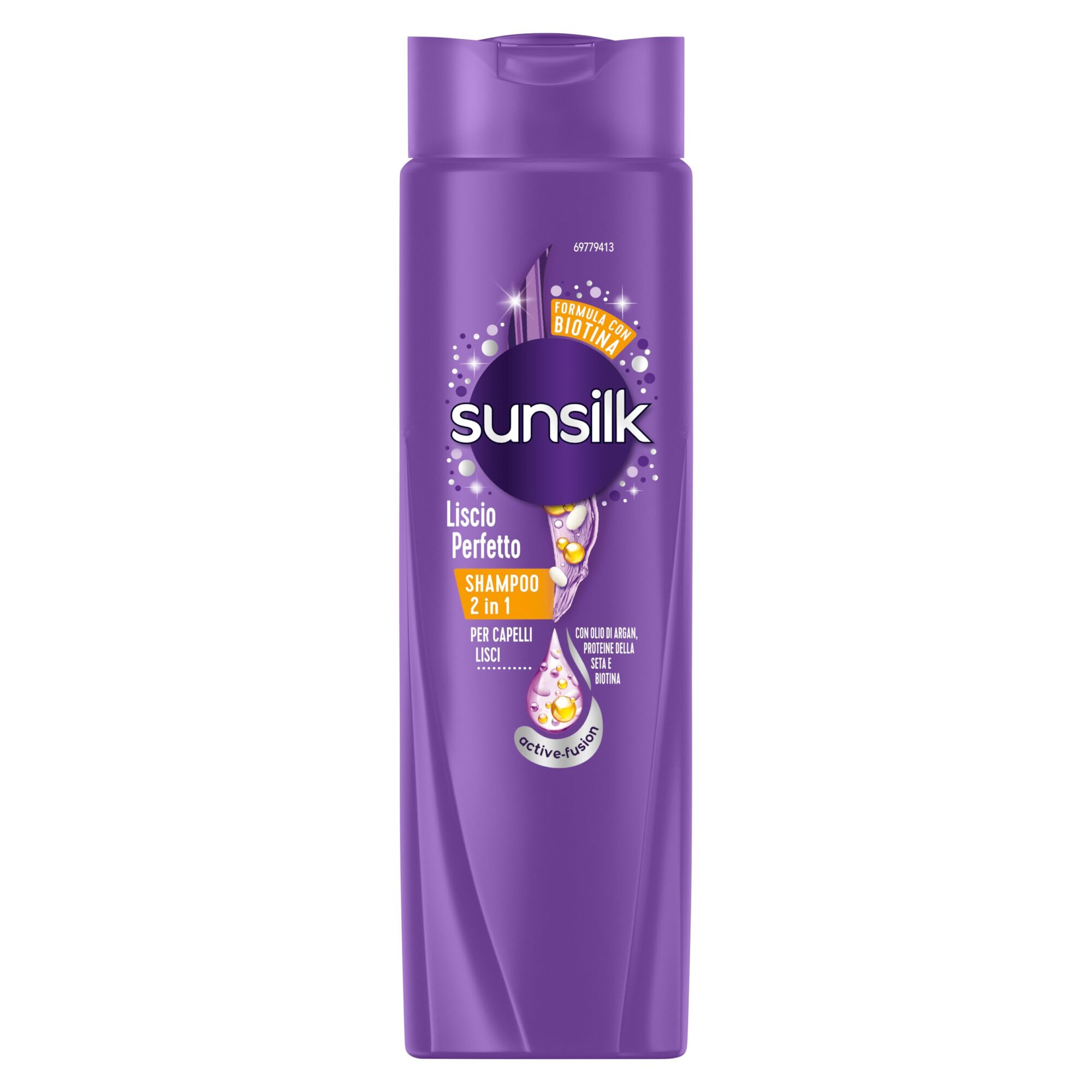 Sunsilk, Perfect smooth shampoo 2-in-1, shampoo and balm for long and silky smooth hair, formula Active Fusion with argan oil, silk protein and biotin for visibly healthy hair, 250 ml