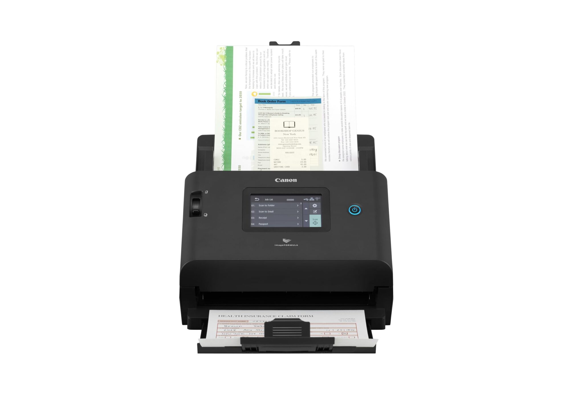 Canon imageFORMULA DR-S350NW Document Scanner - 50ppm/100ipm Scanning Speed - 60 Sheet ADF, Versatile Media Handling - Colour Touchscreen - USB, LAN, WiFi Connectivity - Desktop Scanner