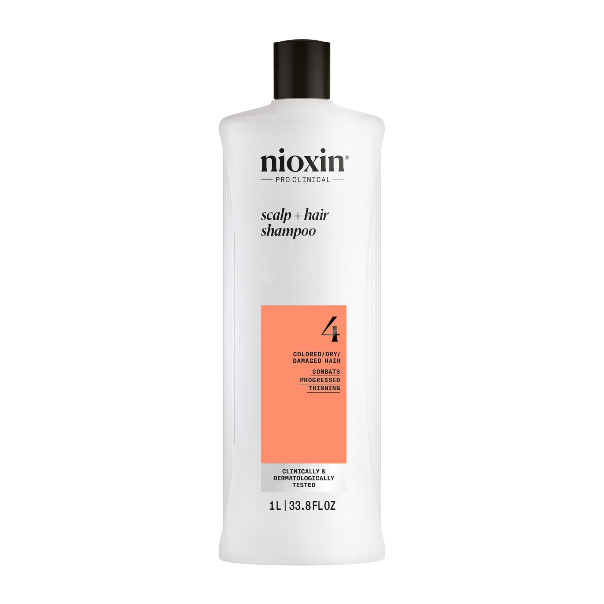 Nioxin System 4 Scalp + Hair Shampoo - Hair Thickening Shampoo For Coloured, Dry and Damaged Hair with Progressed Thinning - with Biotin & Niacinamide, 1L