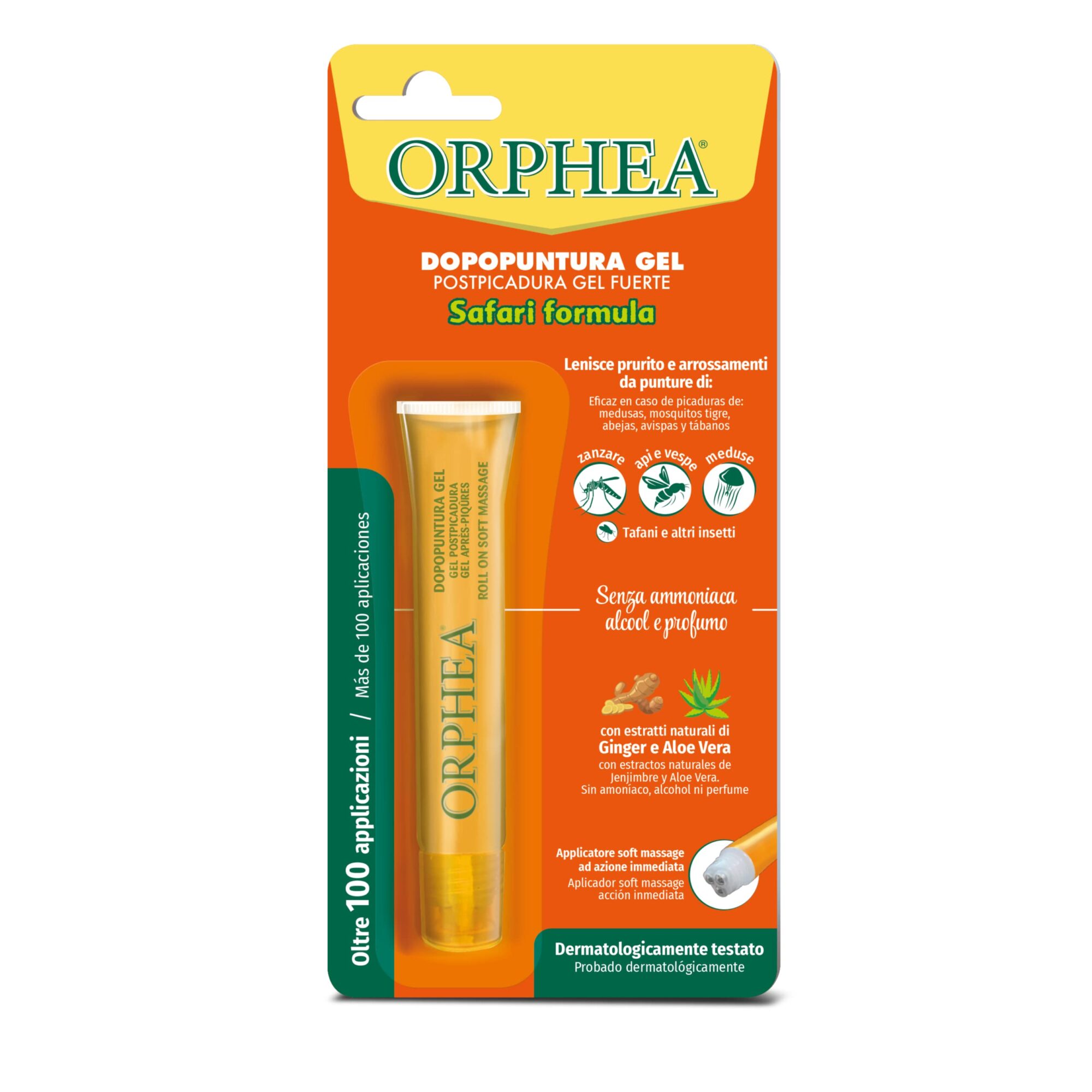 Orphea dopopuntura, Gel to Immediate Action Against Mosquitoes, Wasps and Other Insects, Without Ammonia and Alcohol, Bites with Natural Extracts, 10 ml