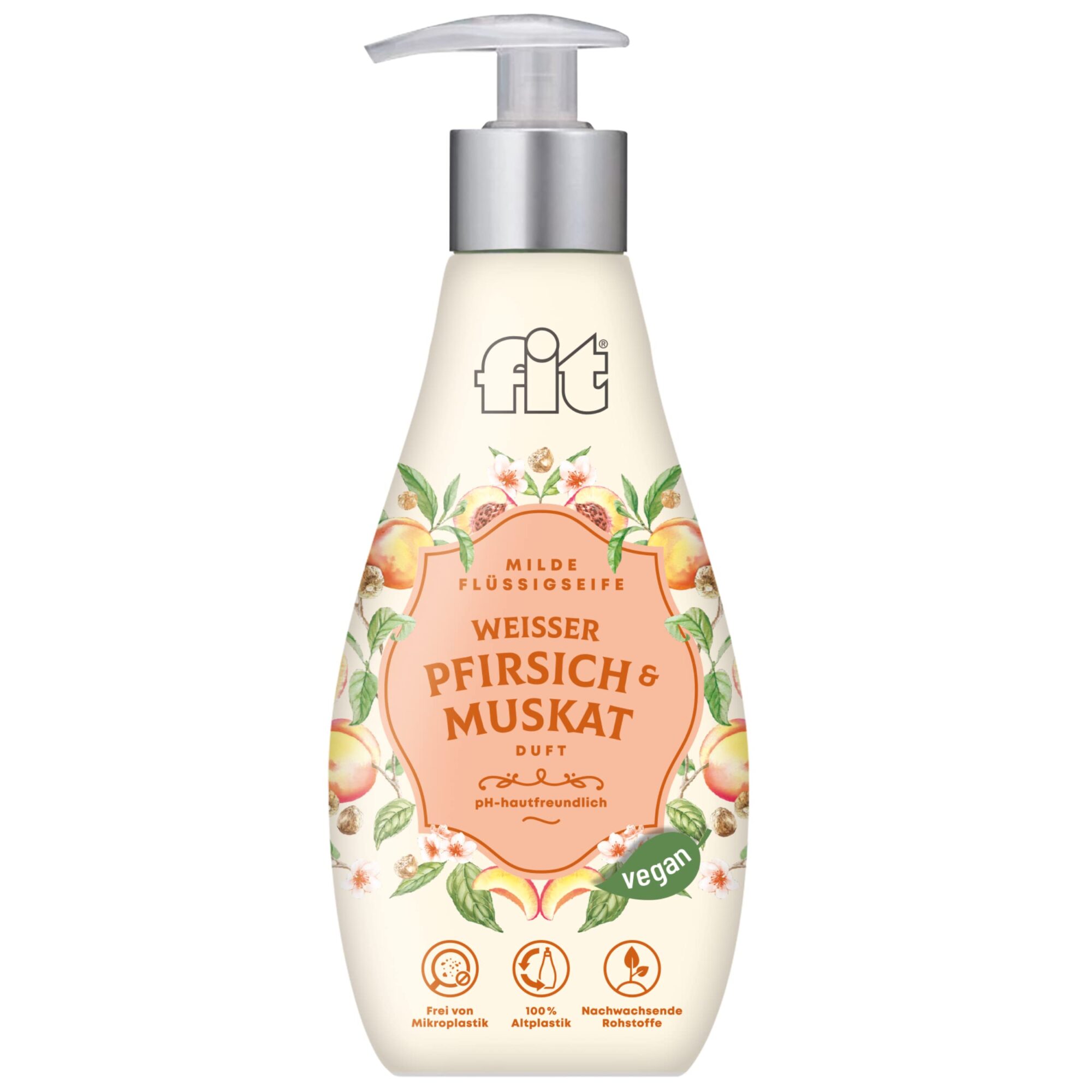 fit Liquid Soap Spice Edition White Peach & Nutmeg, Hand Soap Liquid, Soap Liquid and Vegan, Liquid Soap in Dispenser, Free from Microplastic, 400 ml