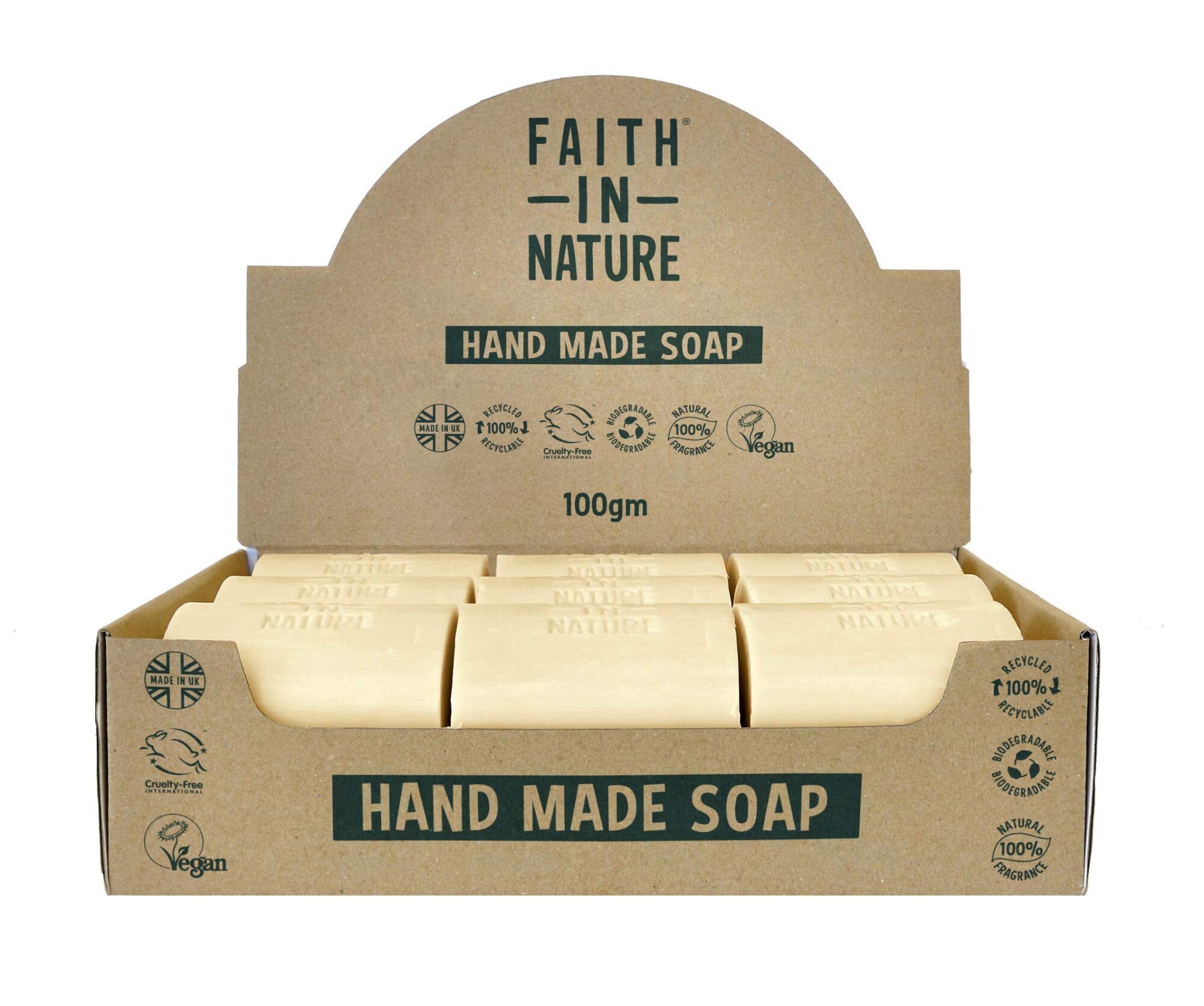 Faith In Nature Natural Fragrance Free Hand Soap Bar Box Set, Sensitive, Vegan & Cruelty Free, No SLS or Parabens, 18 x 100g