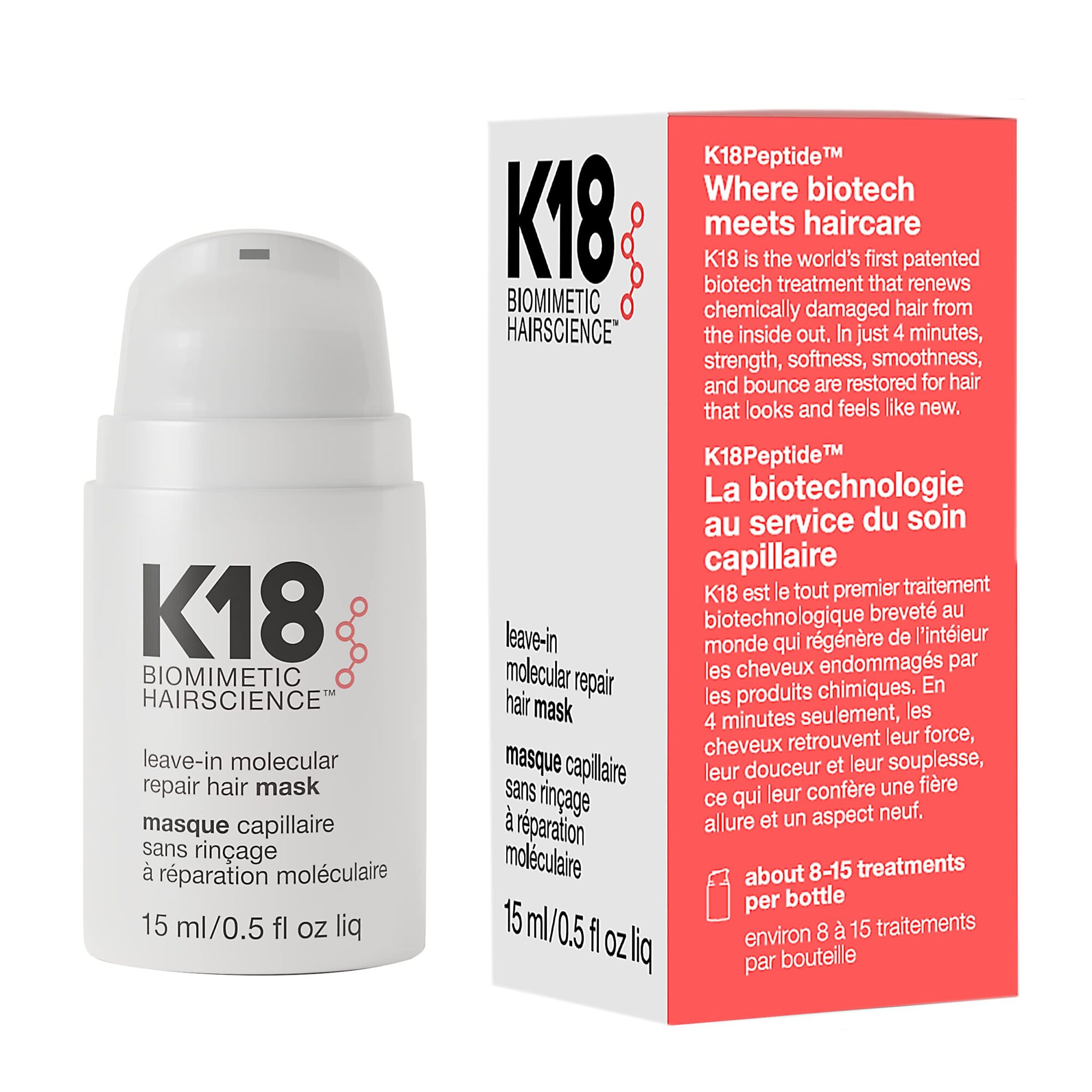 K18 Leave-In Hair Repair Mask, 15ml