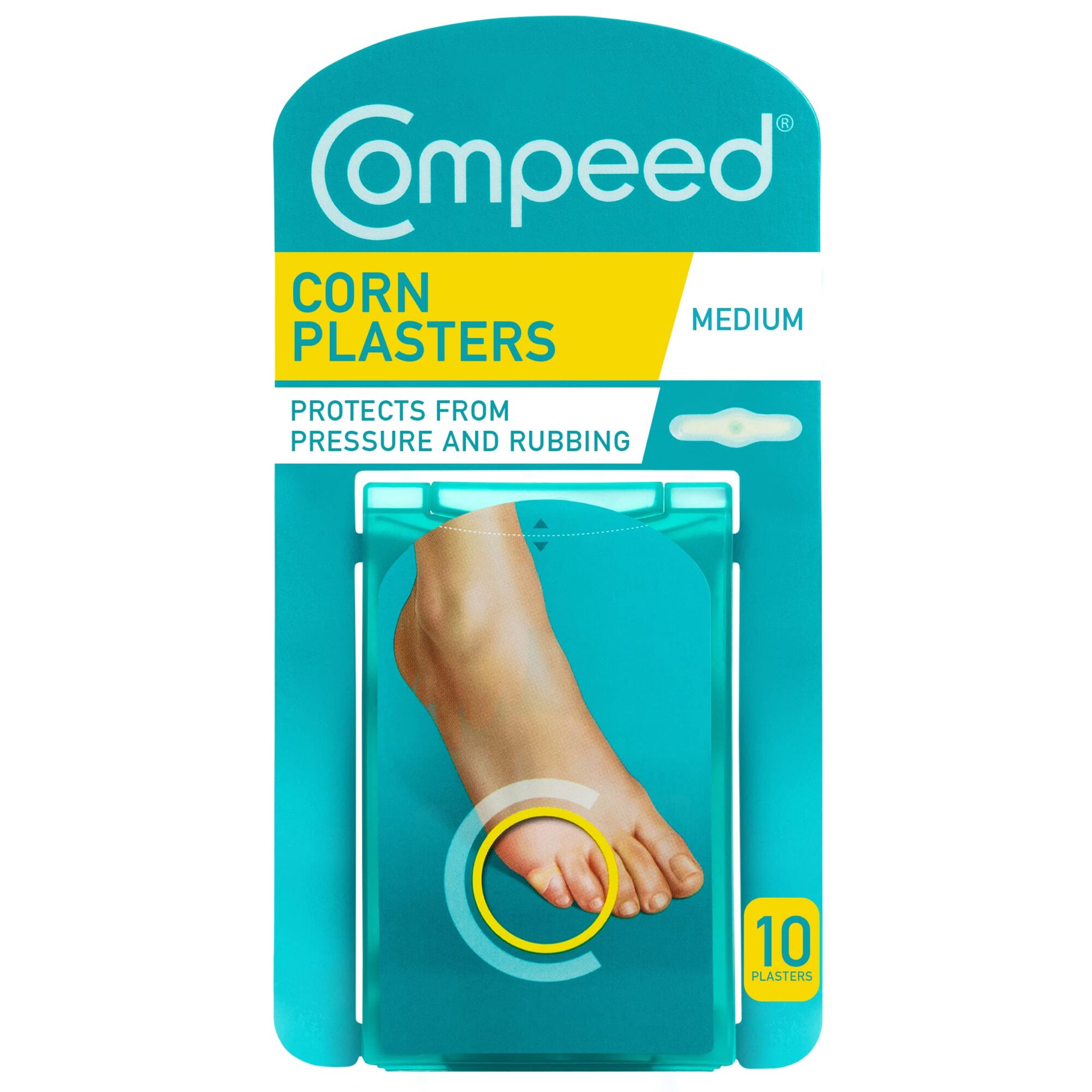 Compeed Corn Medium Size Plasters, 10 Hydrocolloid Plasters, Foot Care, Fast Natural Corn Removal, Dimensions: 1.7 cm x 6.0 cm