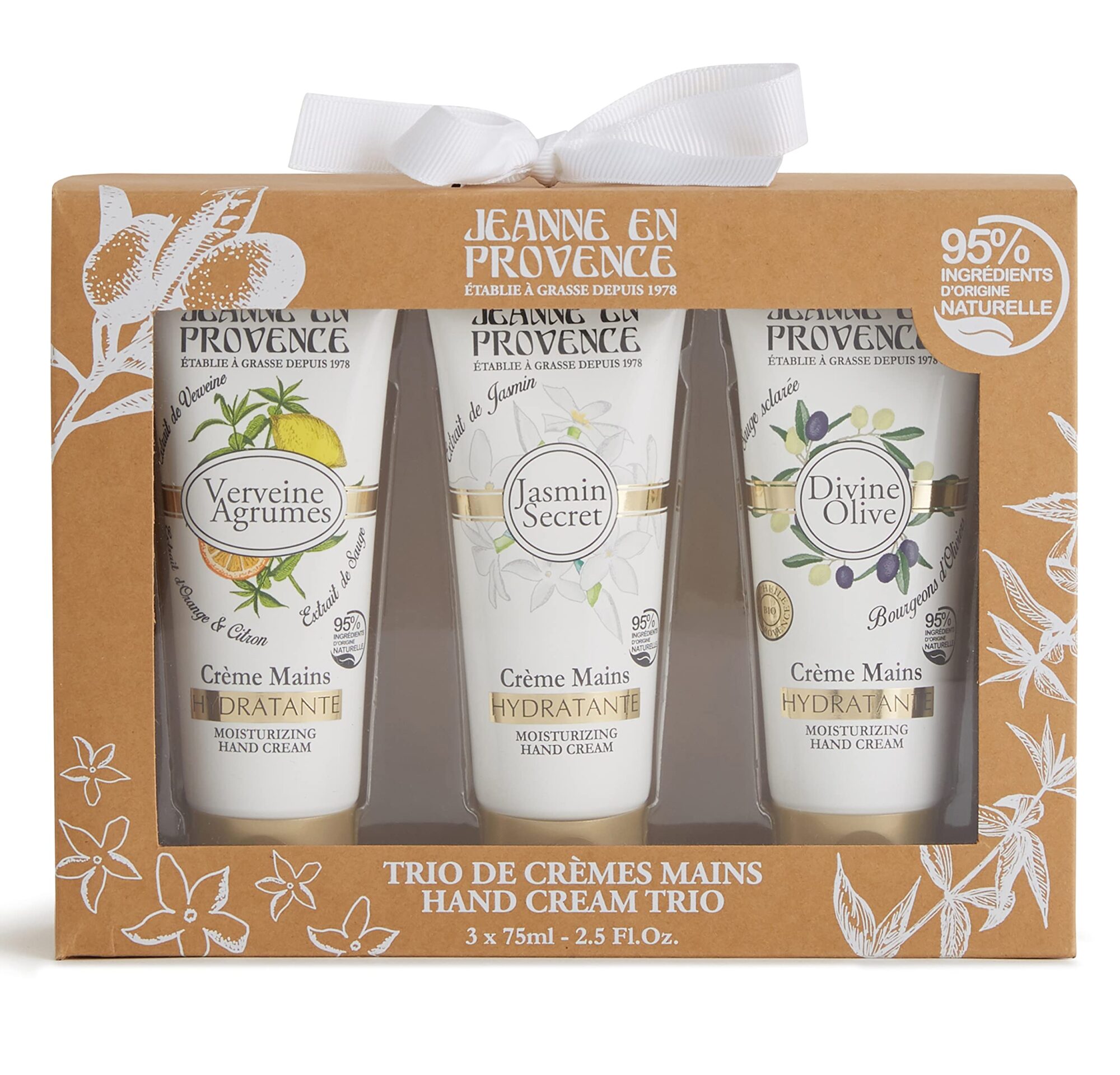 Jeanne en Provence - Set - Creams Hands x 3 - Verbena Citrus - Jasmine Secret - Divine Olives - Made in France