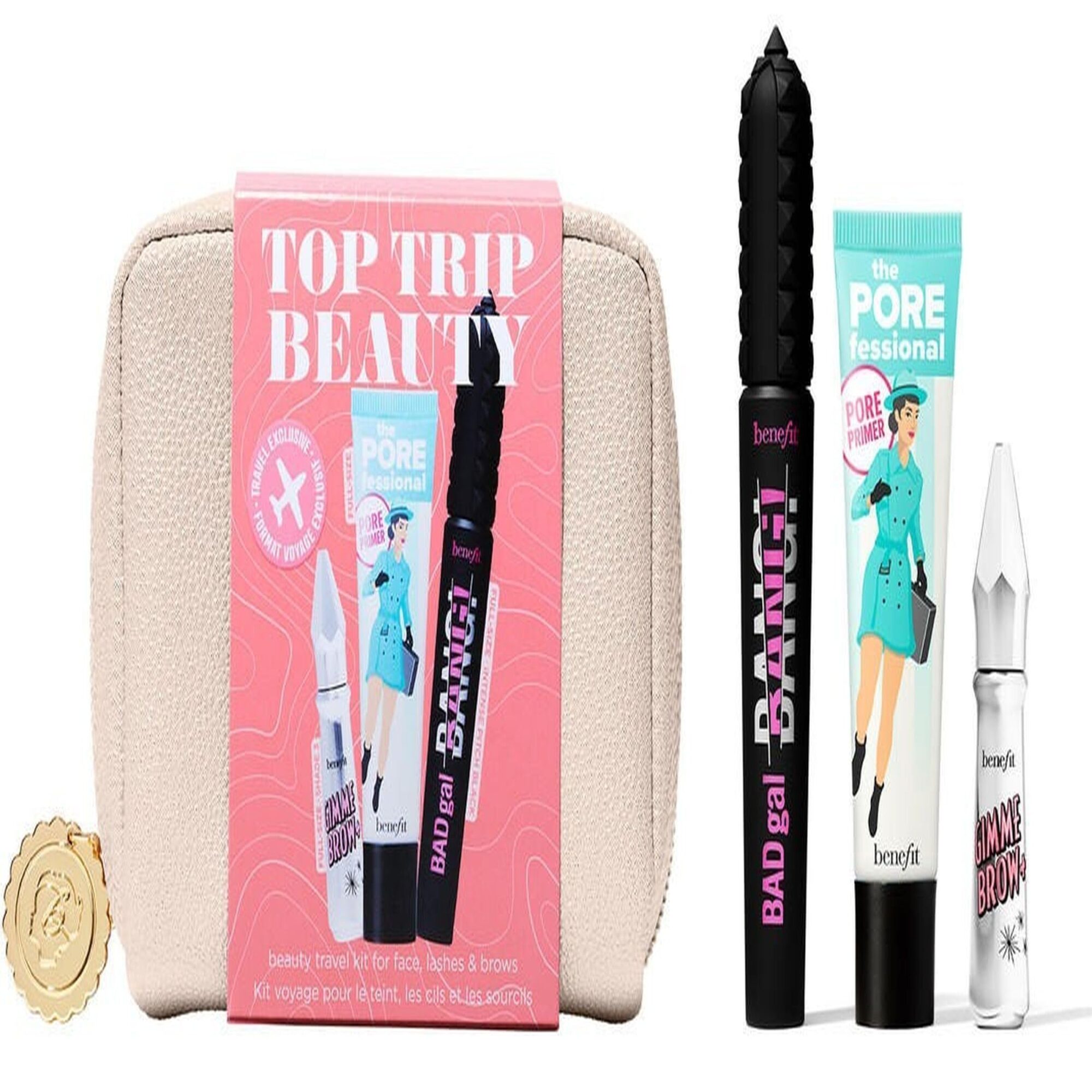 Benefit Top Trip Beauty Set: Primer 22ml + Mascara 8.5g + Gimme Brow + In Shade 3 3g Pouch