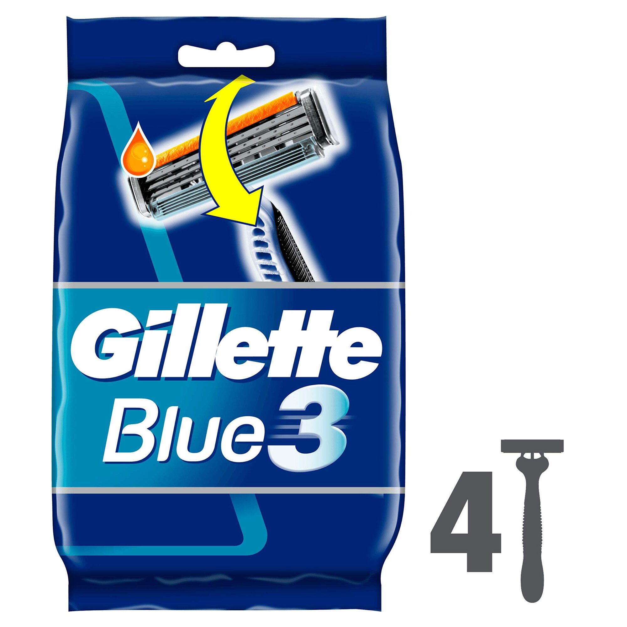 Gillette Blue3 Men?s Disposable Razors, 4 Pack